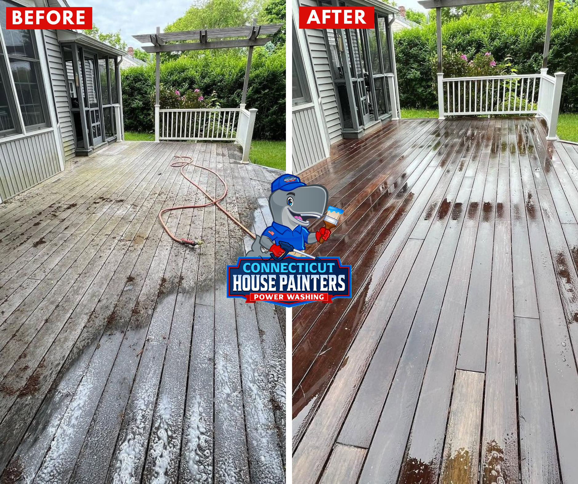 Deck cleaning and wood brightening restoration